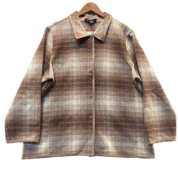 Denim & Co Plaid Button Down Jacket Coat Women's 1X - Picture 1 of 8